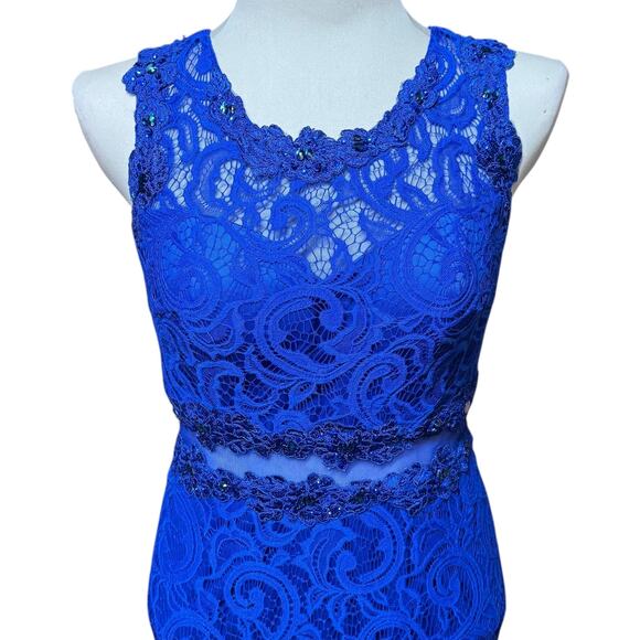 Cinderella Divine Sleeveless Lace Dress Jewel Sequin Royal Blue Medium - Picture 2 of 7
